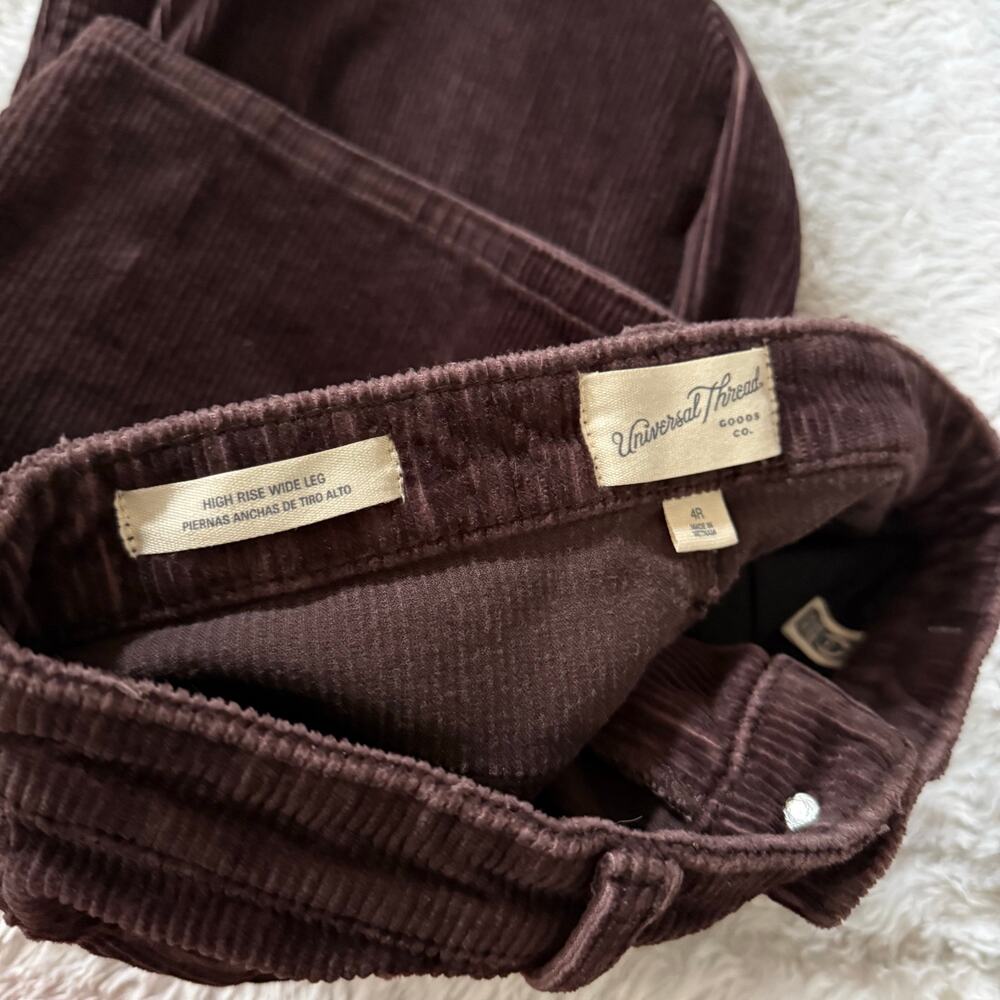 Universal Thread High Rise Wide Leg Corduroy Pants Women's 4R in Brown - Picture 5 of 6